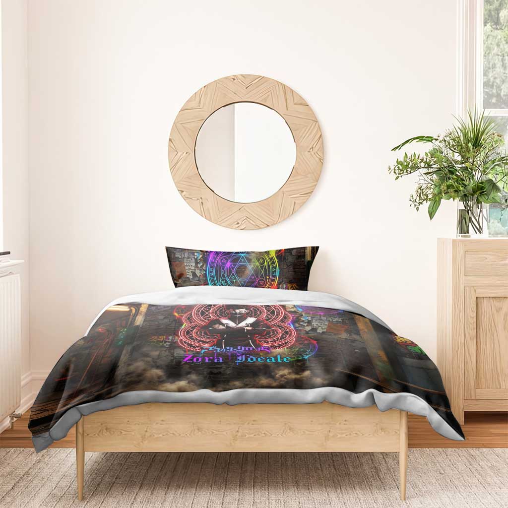 Zara Ideale Black Clover Bedding Set Graffiti Magic Circle Style with Urban Grunge Aesthetic