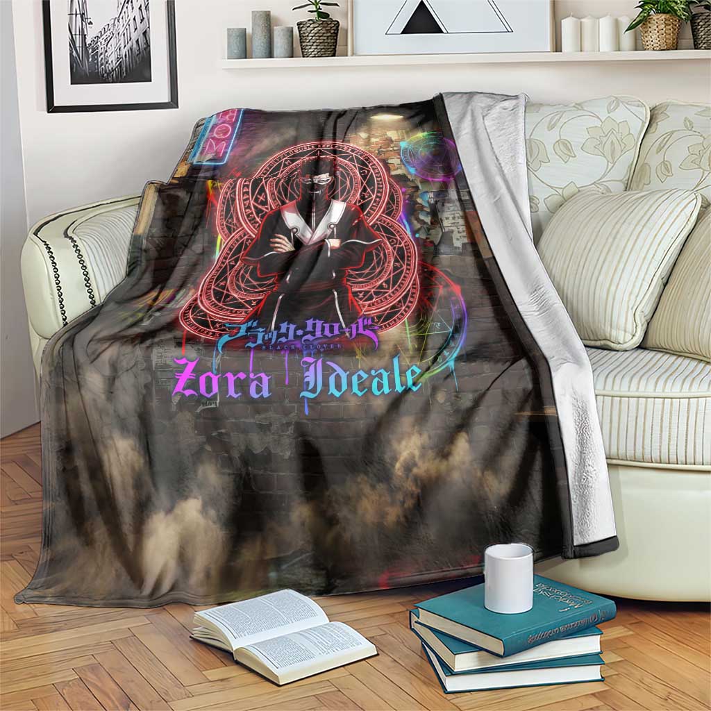 Zara Ideale Black Clover Blanket Graffiti Magic Circle Style with Urban Grunge Aesthetic