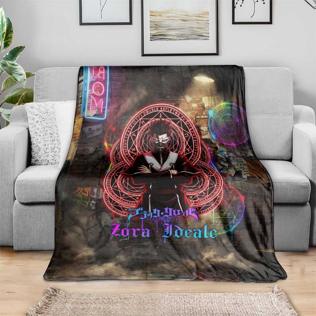 Zara Ideale Black Clover Blanket Graffiti Magic Circle Style with Urban Grunge Aesthetic