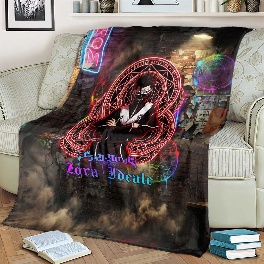 Zara Ideale Black Clover Blanket Graffiti Magic Circle Style with Urban Grunge Aesthetic