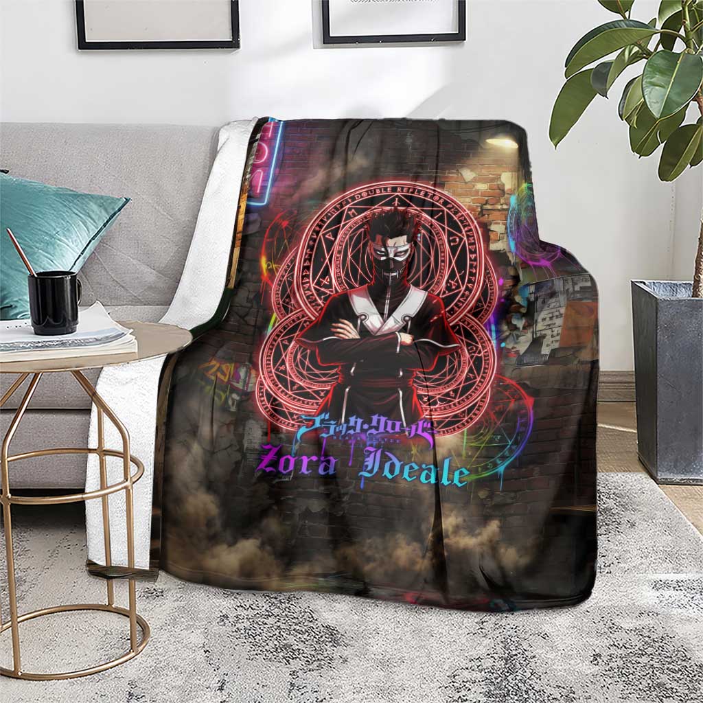 Zara Ideale Black Clover Blanket Graffiti Magic Circle Style with Urban Grunge Aesthetic