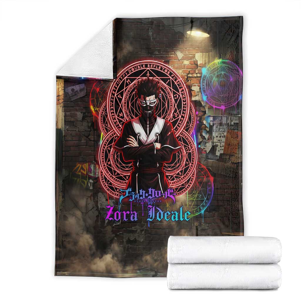 Zara Ideale Black Clover Blanket Graffiti Magic Circle Style with Urban Grunge Aesthetic