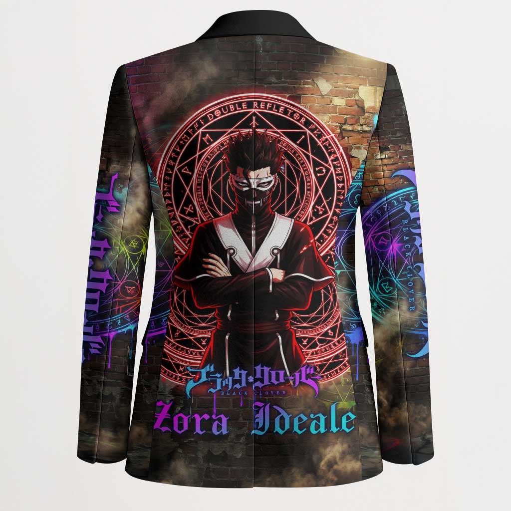 Zara Ideale Black Clover Blazer Graffiti Magic Circle Style with Urban Grunge Aesthetic