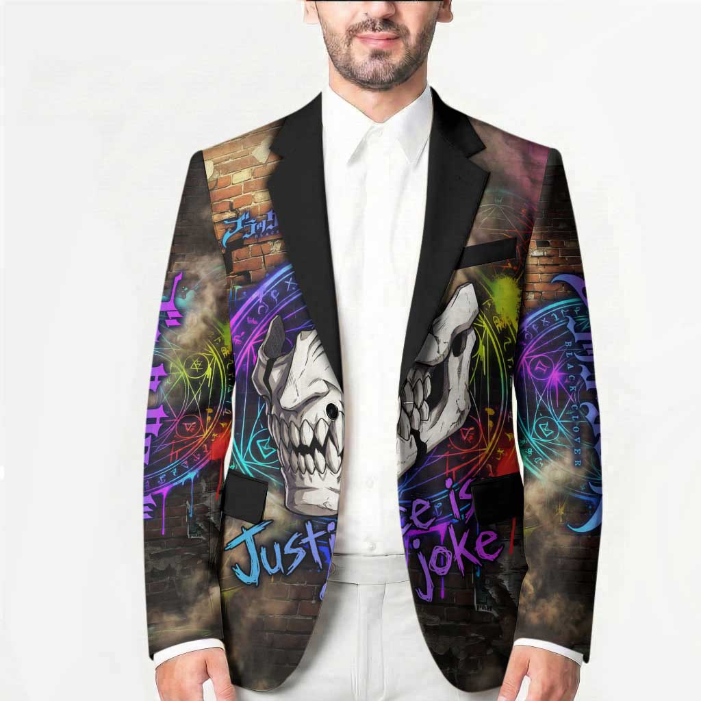 Zara Ideale Black Clover Blazer Graffiti Magic Circle Style with Urban Grunge Aesthetic