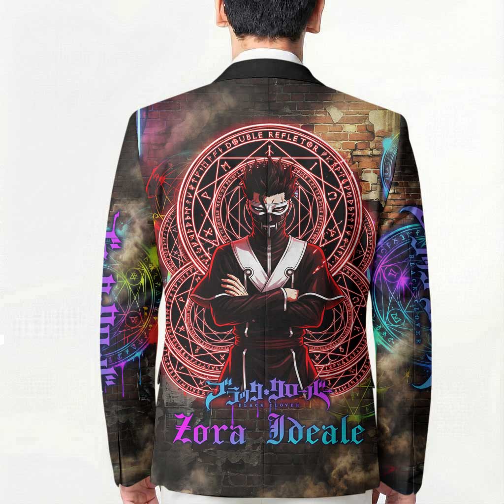 Zara Ideale Black Clover Blazer Graffiti Magic Circle Style with Urban Grunge Aesthetic