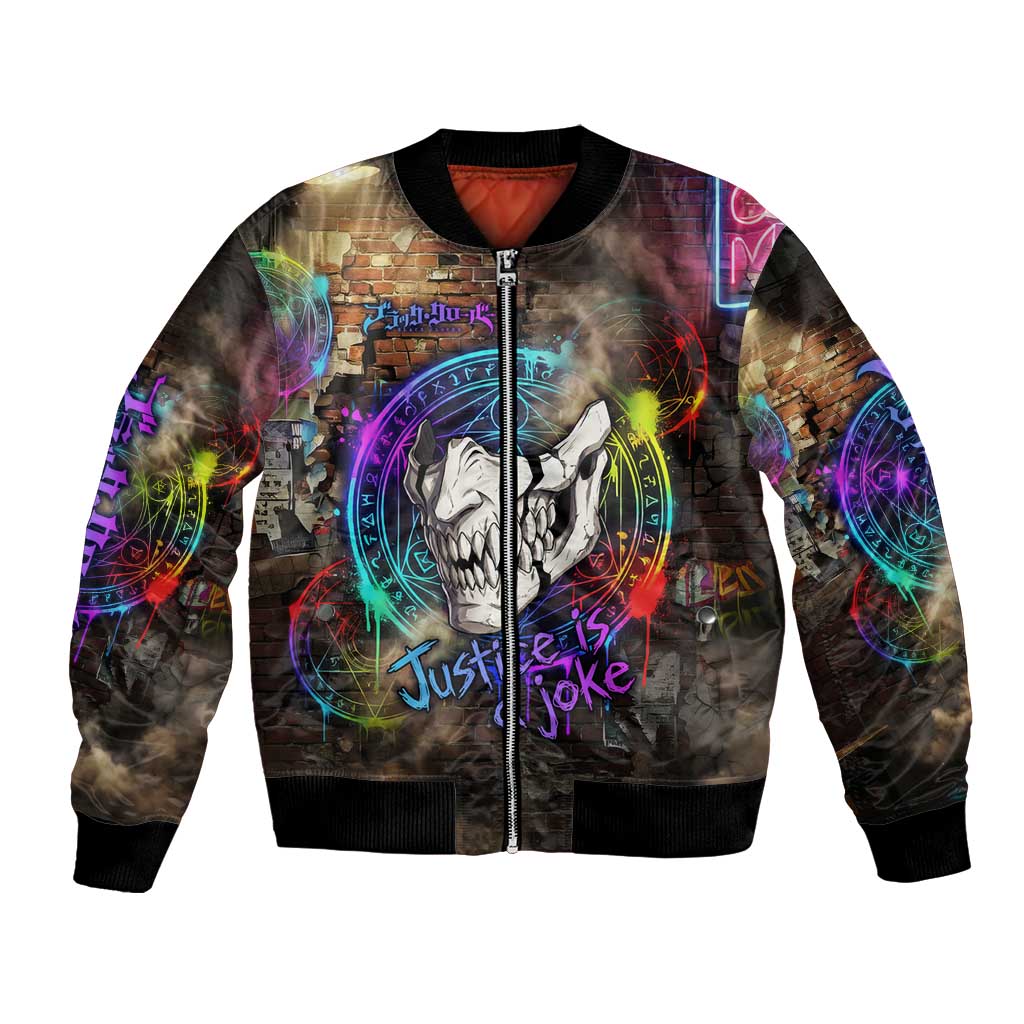 Zara Ideale Black Clover Bomber Jacket Graffiti Magic Circle Style with Urban Grunge Aesthetic
