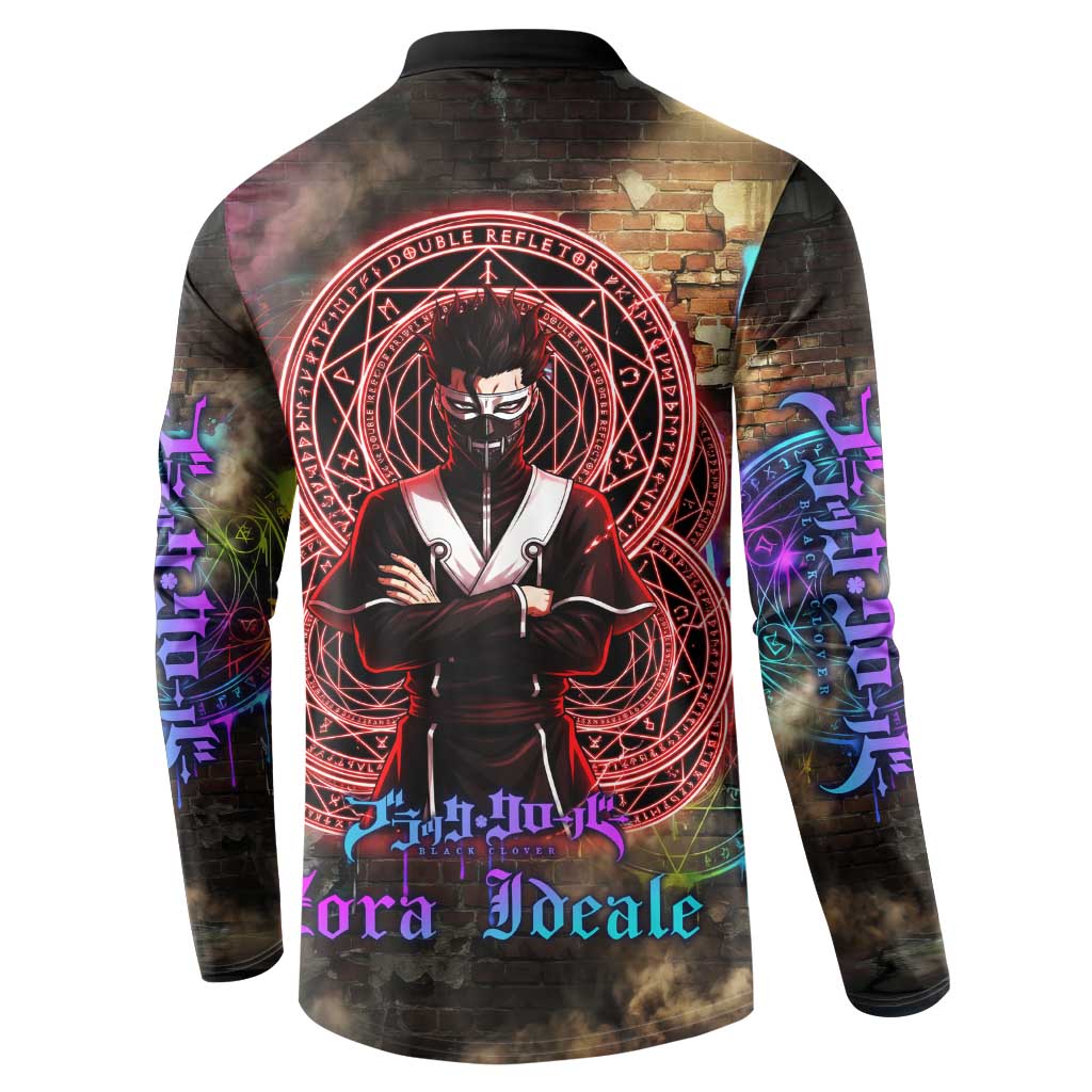 Zara Ideale Black Clover Button Sweatshirt Graffiti Magic Circle Style with Urban Grunge Aesthetic