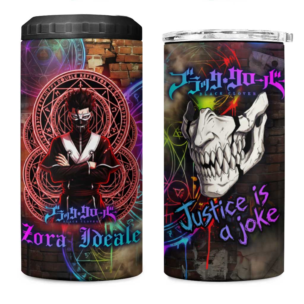 Zara Ideale Black Clover 4 in 1 Can Cooler Tumbler Graffiti Magic Circle Style with Urban Grunge Aesthetic