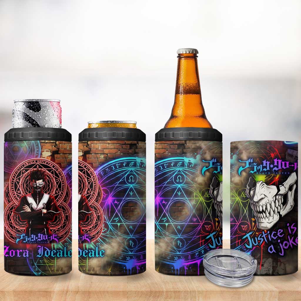 Zara Ideale Black Clover 4 in 1 Can Cooler Tumbler Graffiti Magic Circle Style with Urban Grunge Aesthetic