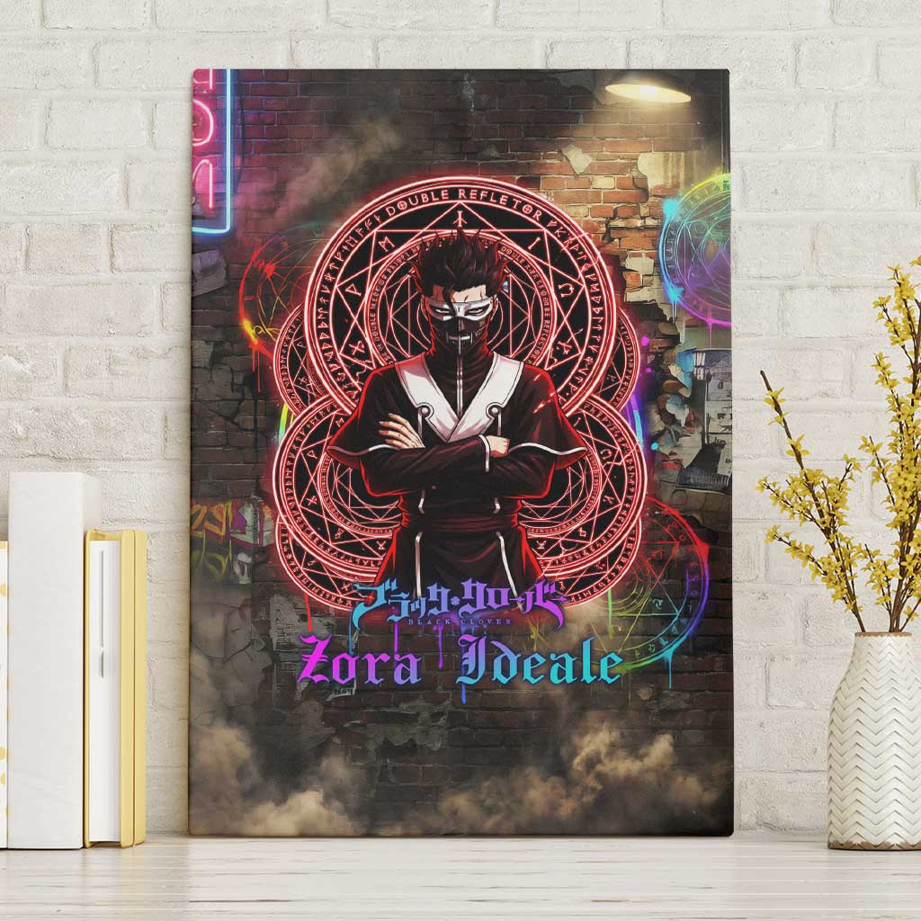 Zara Ideale Black Clover Canvas Wall Art Graffiti Magic Circle Style with Urban Grunge Aesthetic