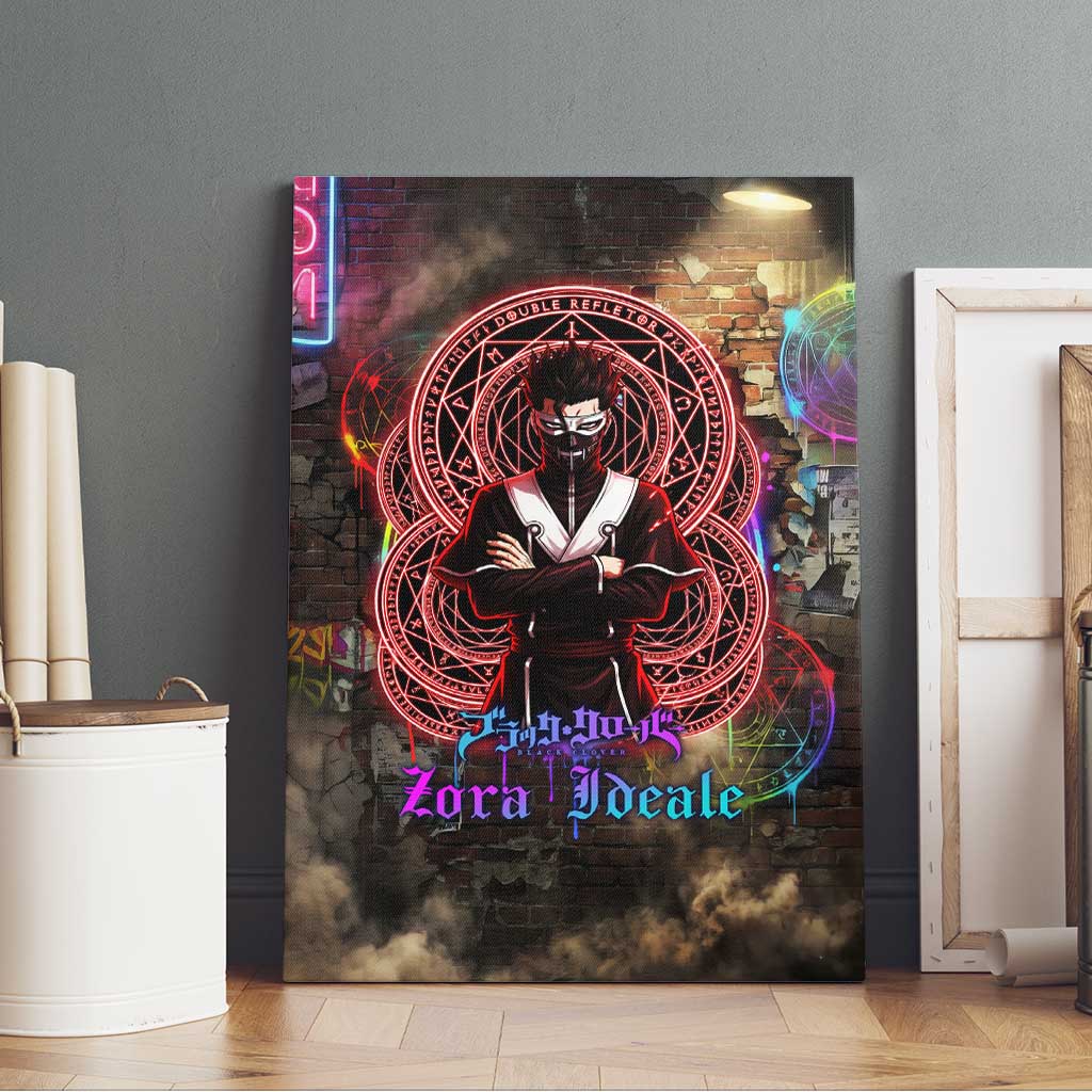 Zara Ideale Black Clover Canvas Wall Art Graffiti Magic Circle Style with Urban Grunge Aesthetic