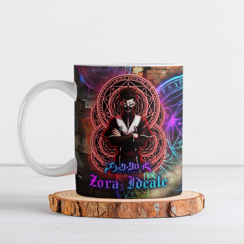 Zara Ideale Black Clover Ceramic Mug Graffiti Magic Circle Style with Urban Grunge Aesthetic