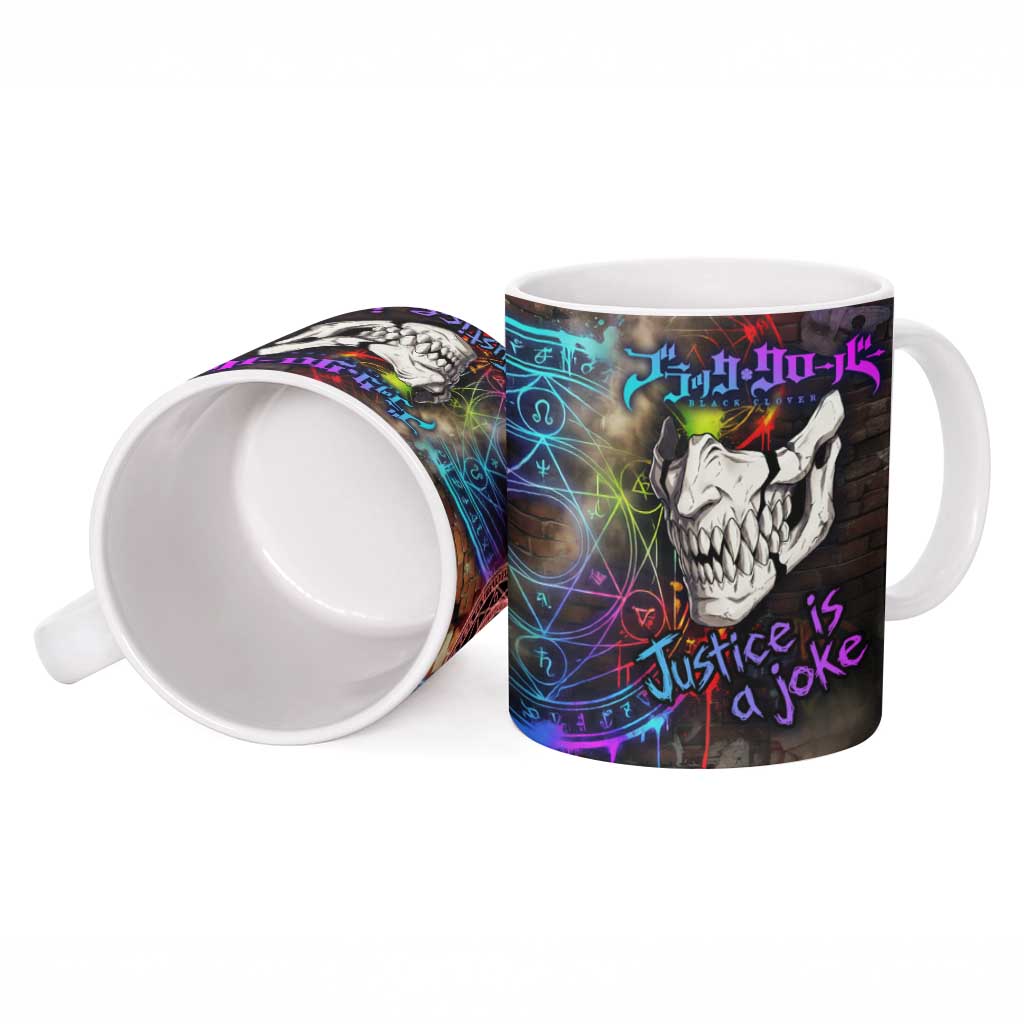 Zara Ideale Black Clover Ceramic Mug Graffiti Magic Circle Style with Urban Grunge Aesthetic
