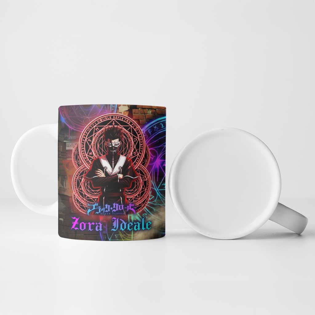 Zara Ideale Black Clover Ceramic Mug Graffiti Magic Circle Style with Urban Grunge Aesthetic