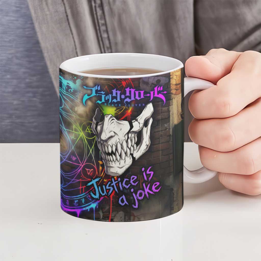 Zara Ideale Black Clover Ceramic Mug Graffiti Magic Circle Style with Urban Grunge Aesthetic