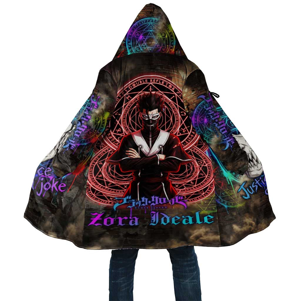 Zara Ideale Black Clover Cloak Graffiti Magic Circle Style with Urban Grunge Aesthetic