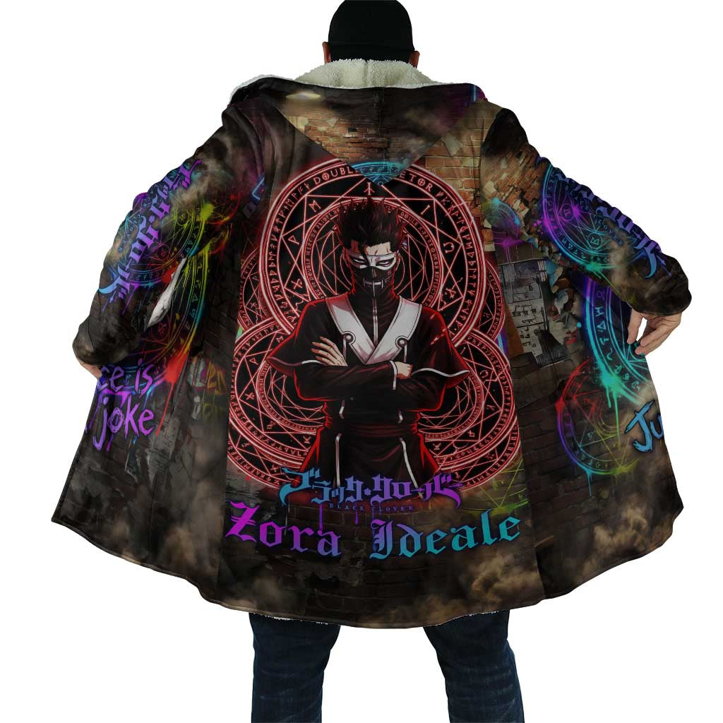 Zara Ideale Black Clover Cloak Graffiti Magic Circle Style with Urban Grunge Aesthetic