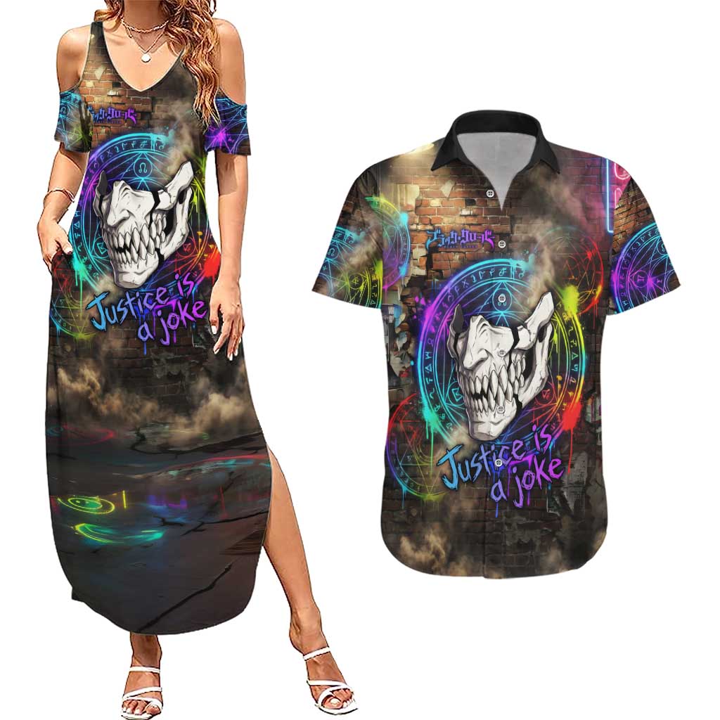 Zara Ideale Black Clover Couples Matching Summer Maxi Dress and Hawaiian Shirt Graffiti Magic Circle Style with Urban Grunge Aesthetic