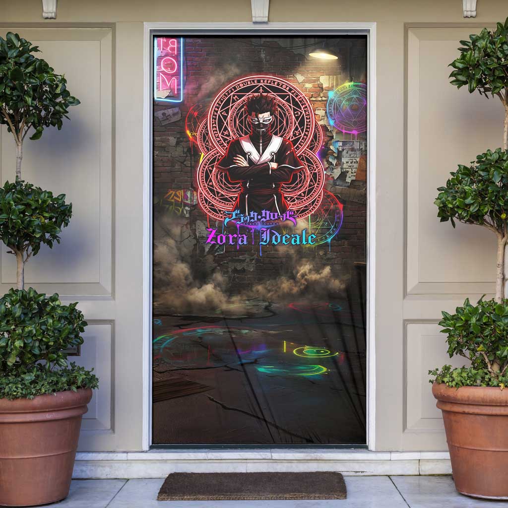 Zara Ideale Black Clover Door Cover Graffiti Magic Circle Style with Urban Grunge Aesthetic