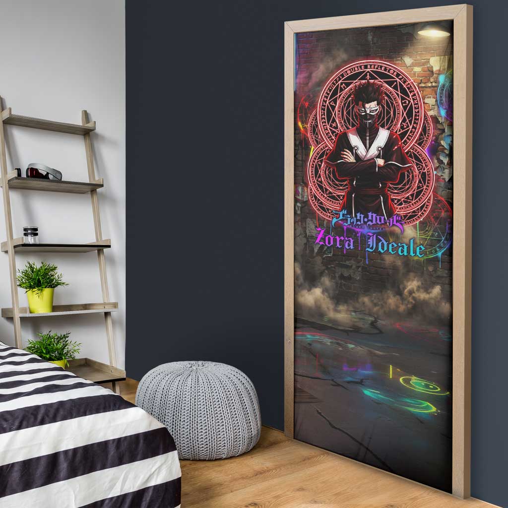 Zara Ideale Black Clover Door Cover Graffiti Magic Circle Style with Urban Grunge Aesthetic