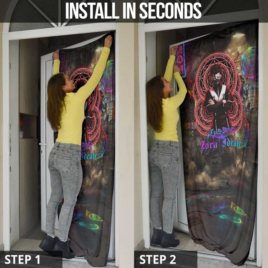 Zara Ideale Black Clover Door Cover Graffiti Magic Circle Style with Urban Grunge Aesthetic