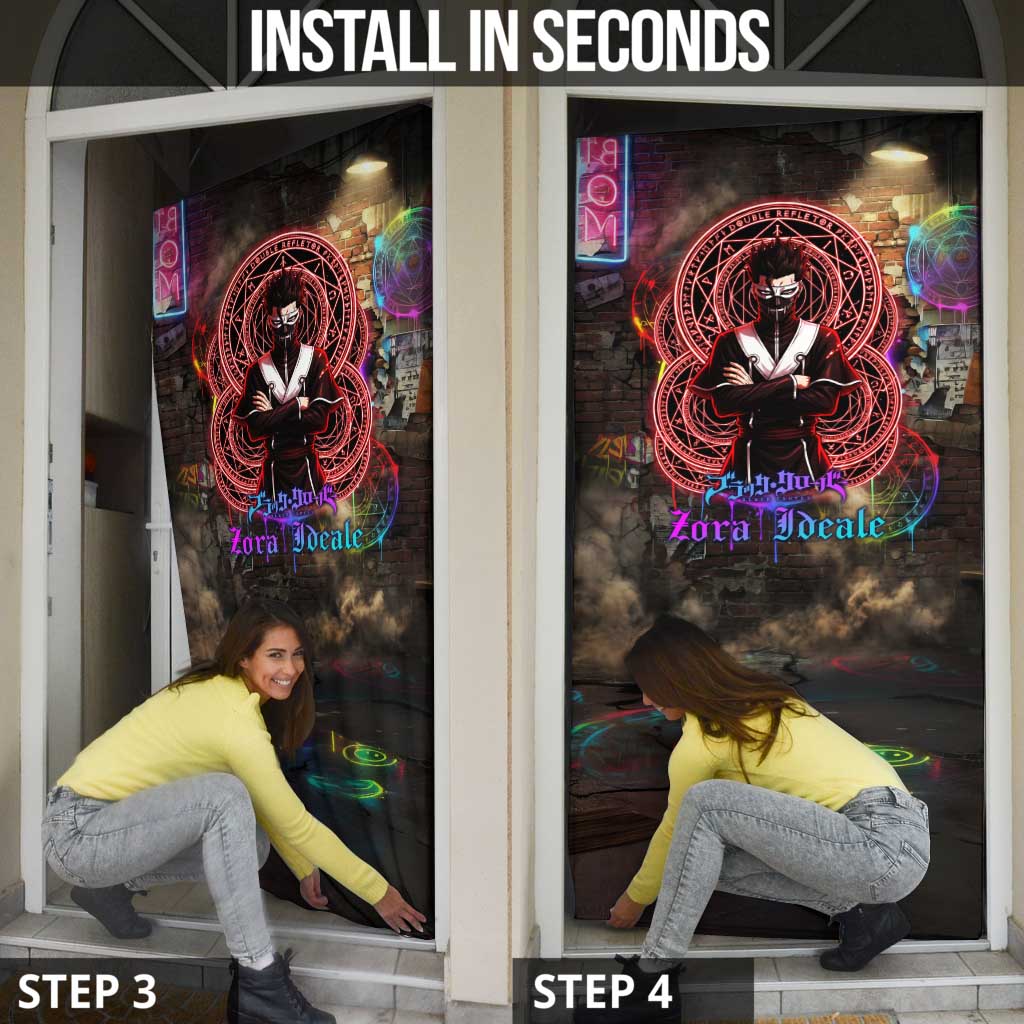 Zara Ideale Black Clover Door Cover Graffiti Magic Circle Style with Urban Grunge Aesthetic