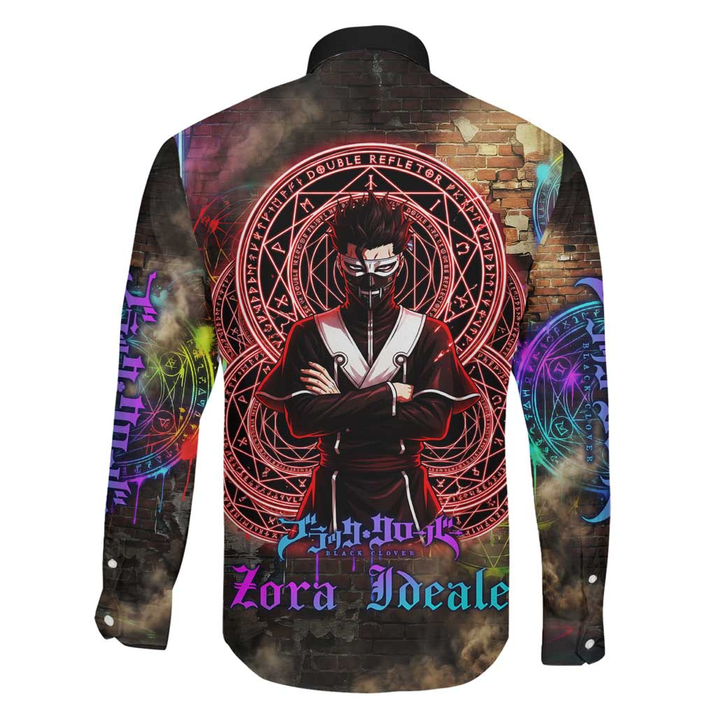 Zara Ideale Black Clover Family Matching Off Shoulder Short Dress and Hawaiian Shirt Graffiti Magic Circle Style with Urban Grunge Aesthetic