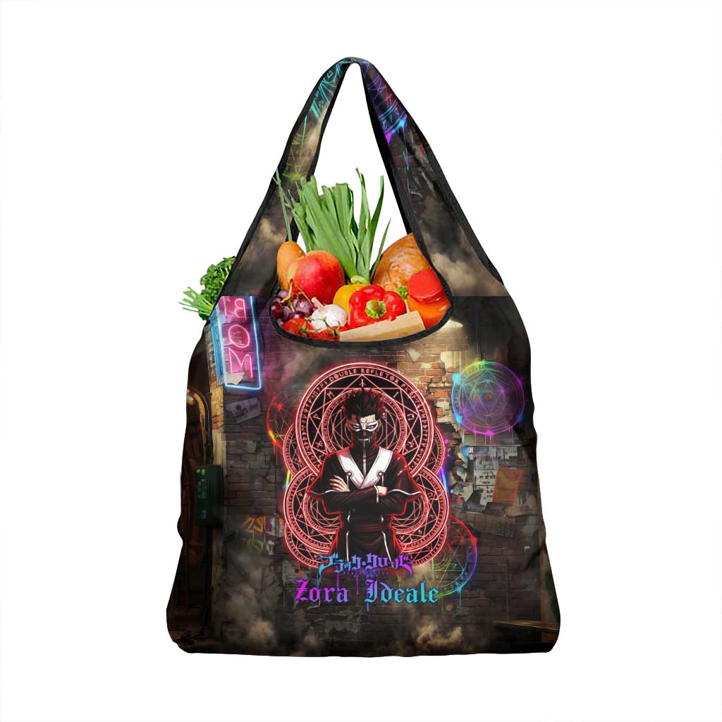 Zara Ideale Black Clover Grocery Bag Graffiti Magic Circle Style with Urban Grunge Aesthetic