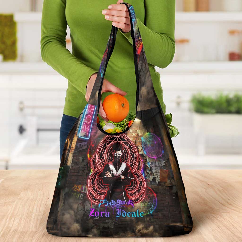 Zara Ideale Black Clover Grocery Bag Graffiti Magic Circle Style with Urban Grunge Aesthetic