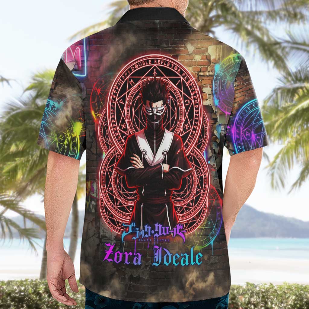 Zara Ideale Black Clover Hawaiian Shirt Graffiti Magic Circle Style with Urban Grunge Aesthetic