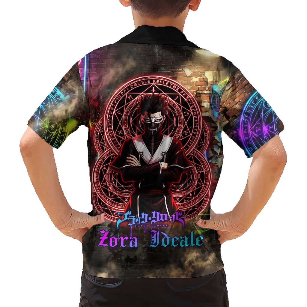 Zara Ideale Black Clover Hawaiian Shirt Graffiti Magic Circle Style with Urban Grunge Aesthetic