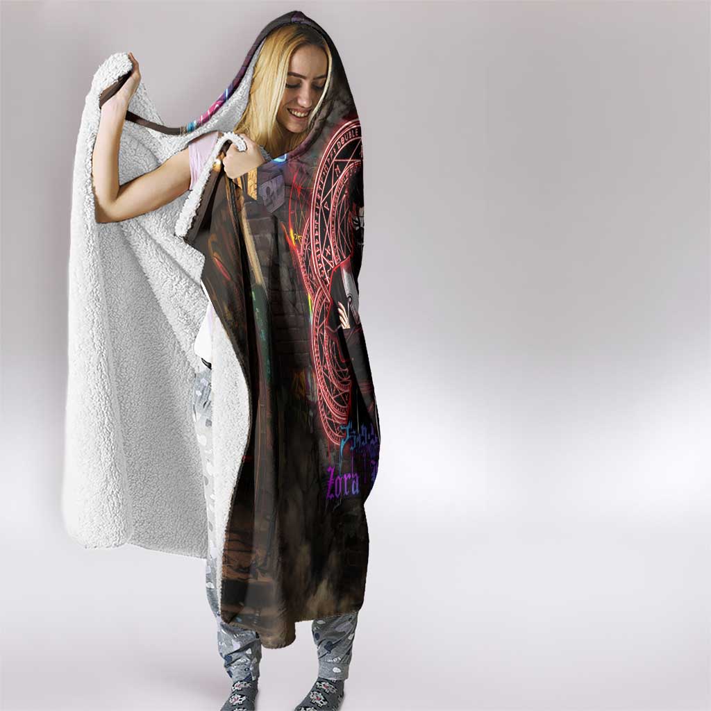 Zara Ideale Black Clover Hooded Blanket Graffiti Magic Circle Style with Urban Grunge Aesthetic