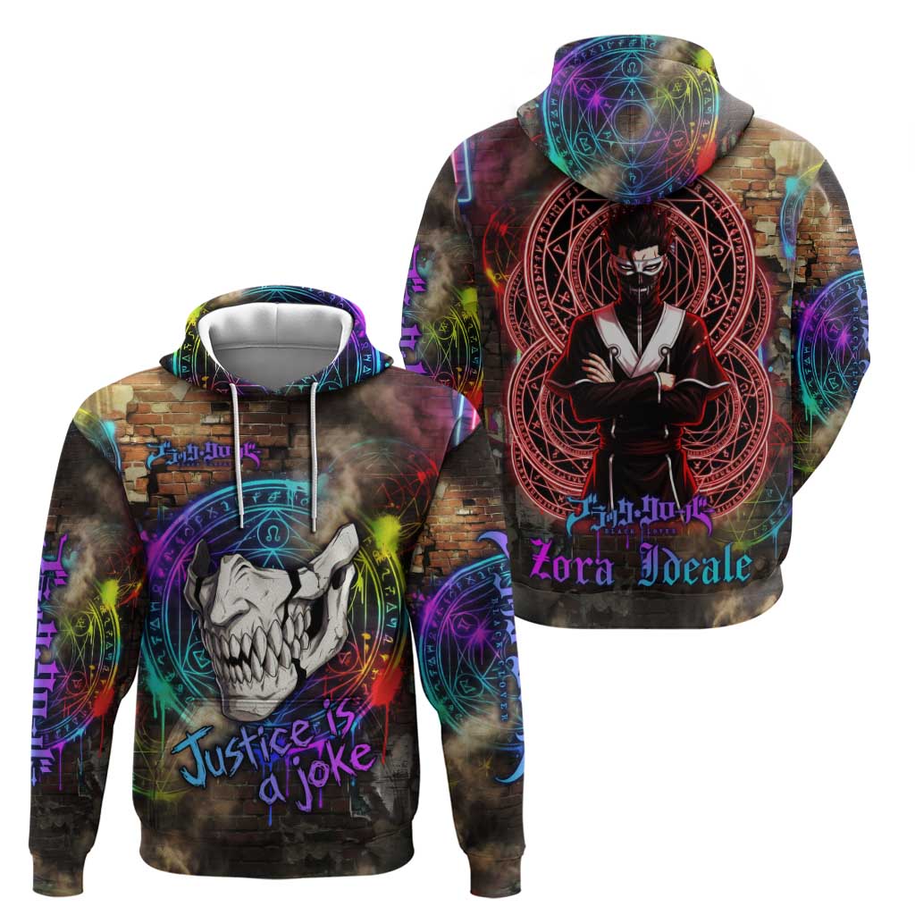 Zara Ideale Black Clover Hoodie Graffiti Magic Circle Style with Urban Grunge Aesthetic