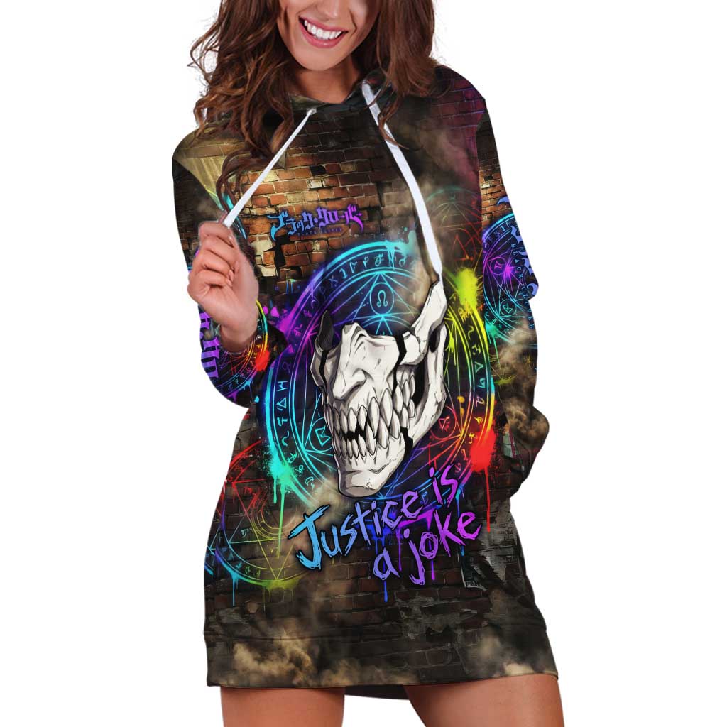 Zara Ideale Black Clover Hoodie Dress Graffiti Magic Circle Style with Urban Grunge Aesthetic
