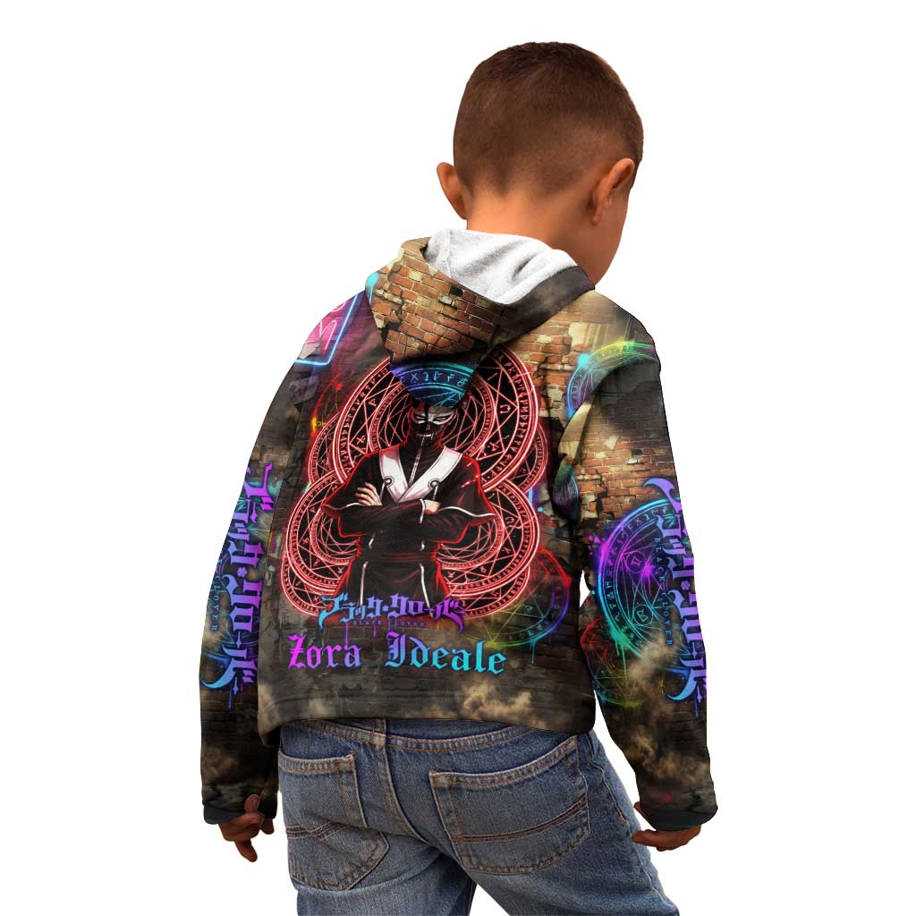 Zara Ideale Black Clover Kid Hoodie Graffiti Magic Circle Style with Urban Grunge Aesthetic