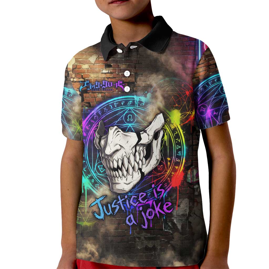 Zara Ideale Black Clover Kid Polo Shirt Graffiti Magic Circle Style with Urban Grunge Aesthetic