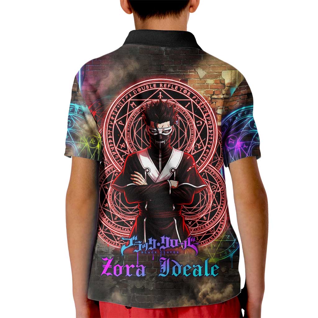 Zara Ideale Black Clover Kid Polo Shirt Graffiti Magic Circle Style with Urban Grunge Aesthetic