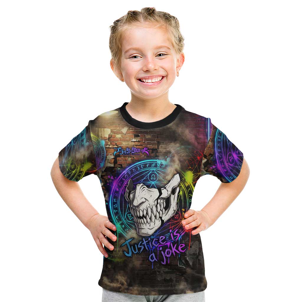Zara Ideale Black Clover Kid T Shirt Graffiti Magic Circle Style with Urban Grunge Aesthetic