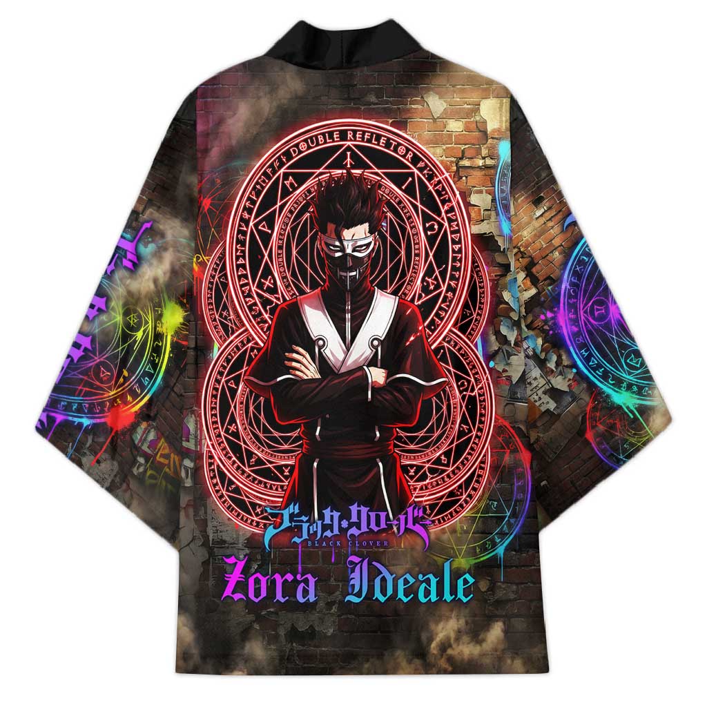Zara Ideale Black Clover Kimono Graffiti Magic Circle Style with Urban Grunge Aesthetic