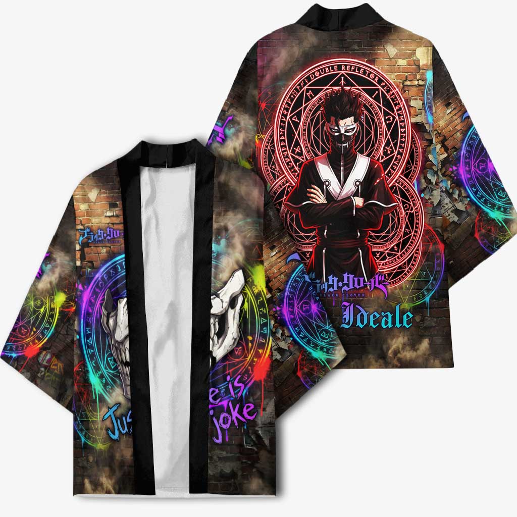 Zara Ideale Black Clover Kimono Graffiti Magic Circle Style with Urban Grunge Aesthetic