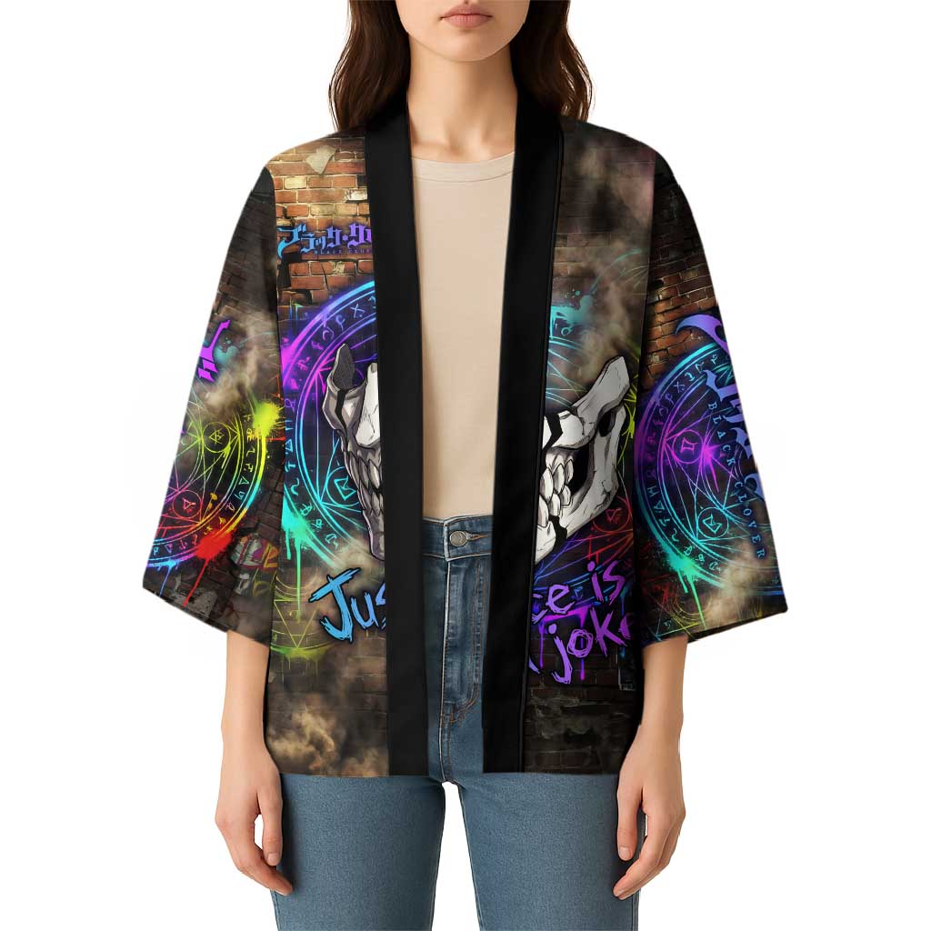 Zara Ideale Black Clover Kimono Graffiti Magic Circle Style with Urban Grunge Aesthetic