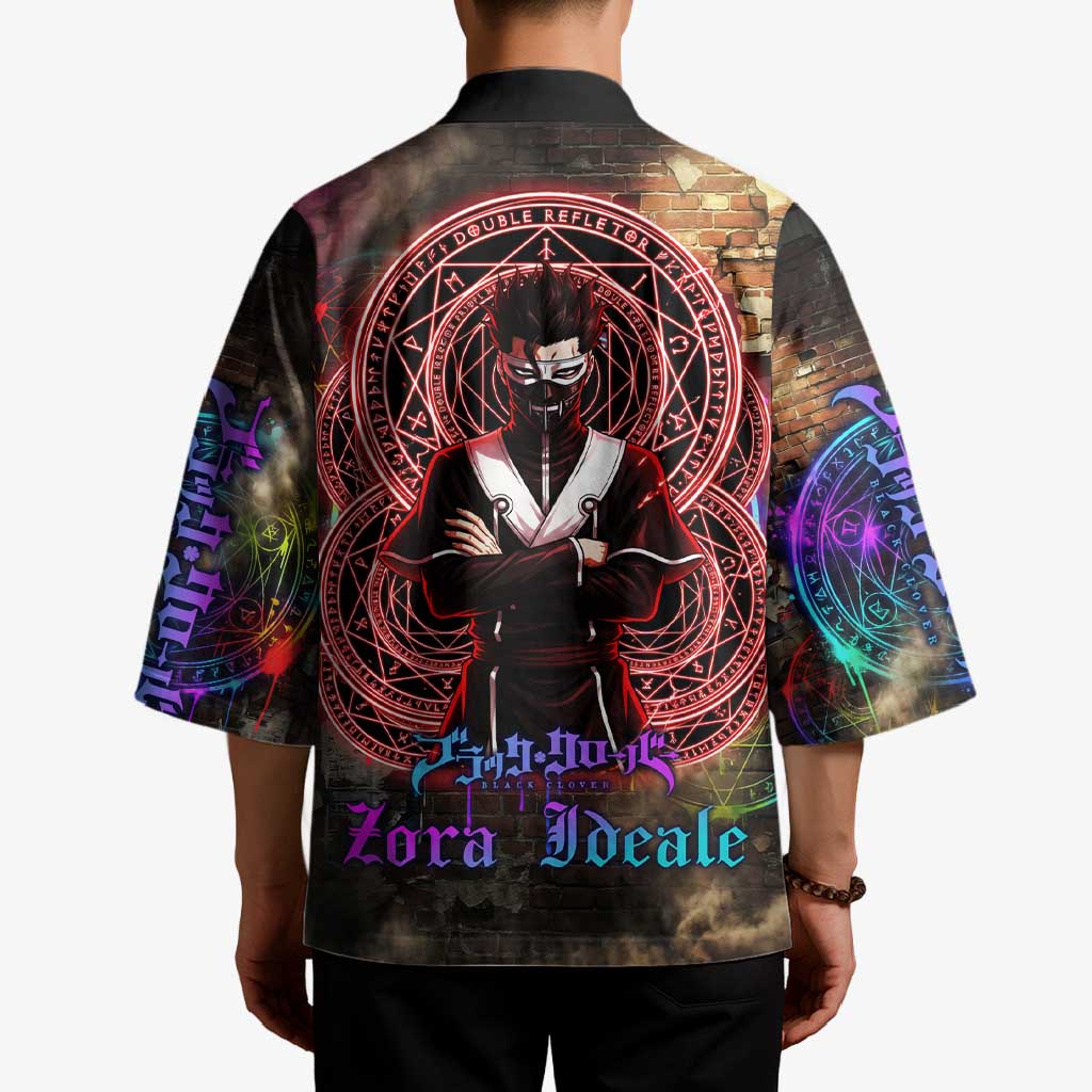 Zara Ideale Black Clover Kimono Graffiti Magic Circle Style with Urban Grunge Aesthetic