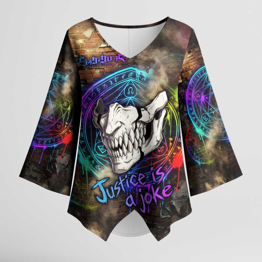 Zara Ideale Black Clover Kimono Sleeve Blouse Graffiti Magic Circle Style with Urban Grunge Aesthetic