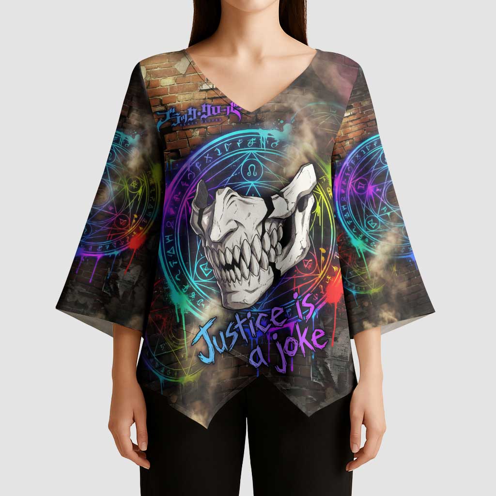 Zara Ideale Black Clover Kimono Sleeve Blouse Graffiti Magic Circle Style with Urban Grunge Aesthetic