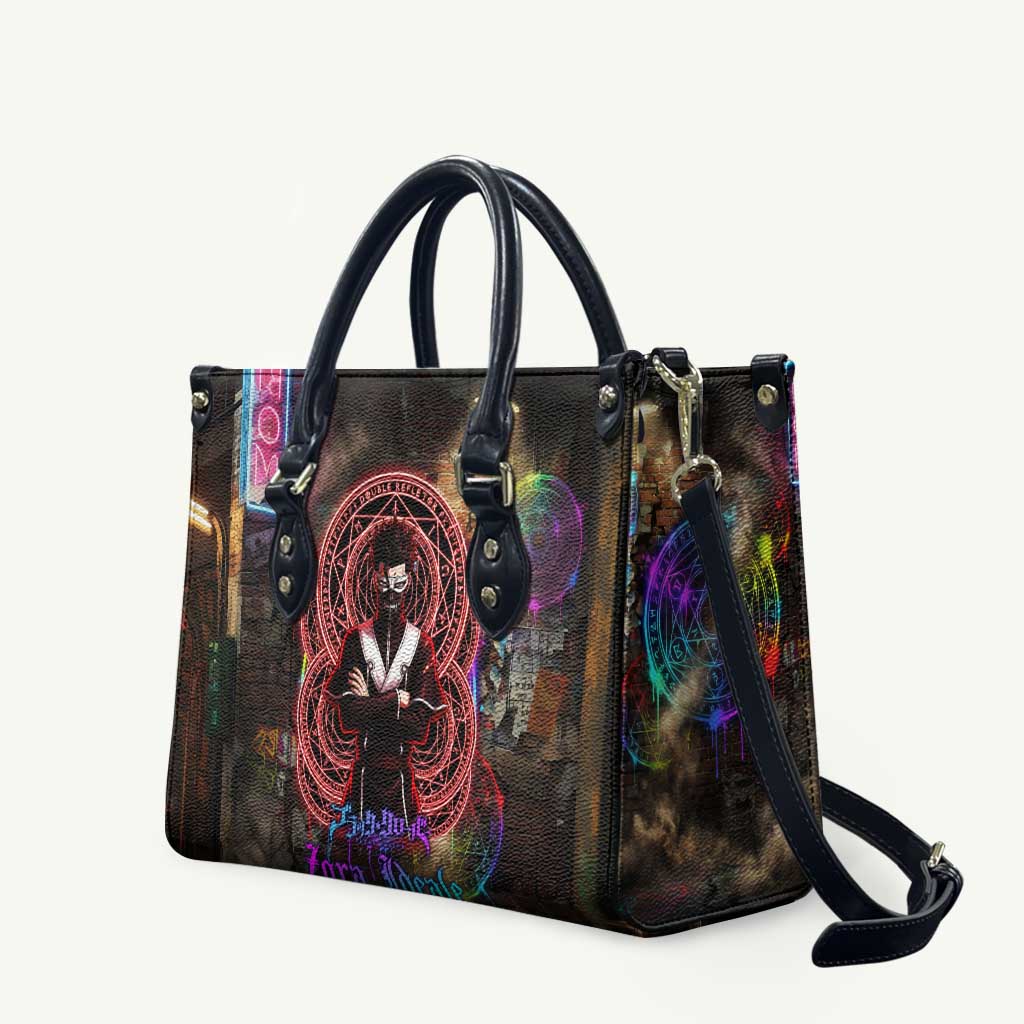 Zara Ideale Black Clover Leather Bag Graffiti Magic Circle Style with Urban Grunge Aesthetic