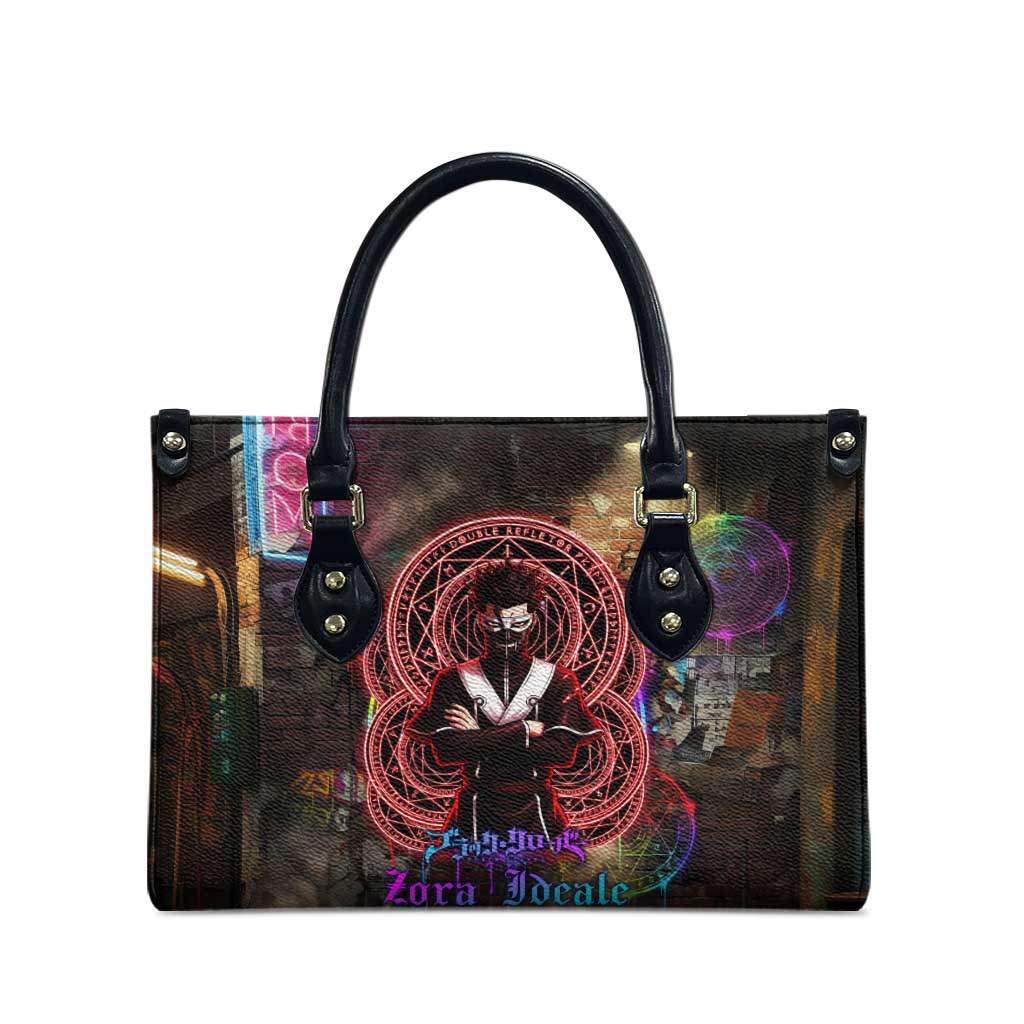 Zara Ideale Black Clover Leather Bag Graffiti Magic Circle Style with Urban Grunge Aesthetic