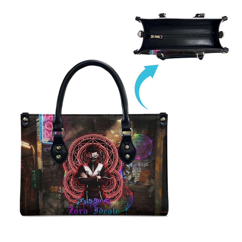 Zara Ideale Black Clover Leather Bag Graffiti Magic Circle Style with Urban Grunge Aesthetic