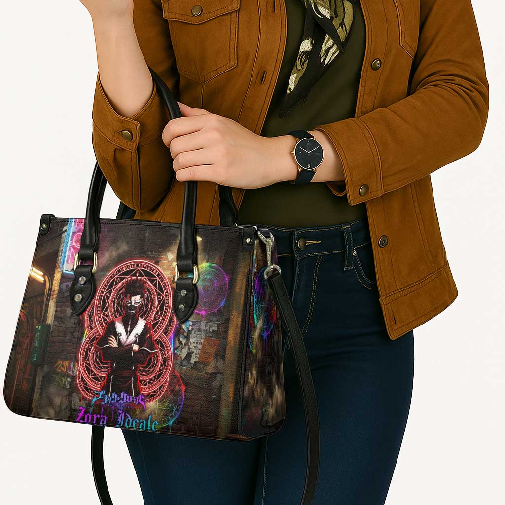 Zara Ideale Black Clover Leather Bag Graffiti Magic Circle Style with Urban Grunge Aesthetic