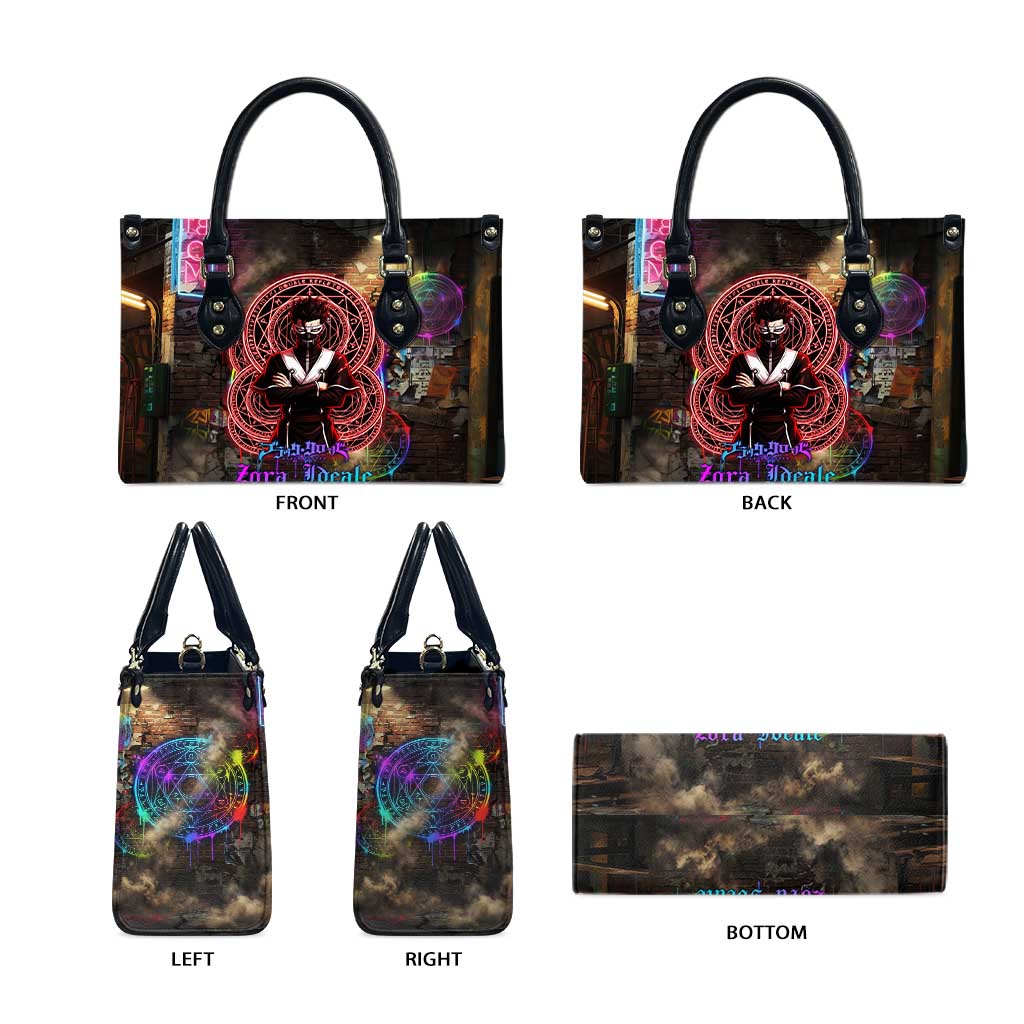 Zara Ideale Black Clover Leather Bag Graffiti Magic Circle Style with Urban Grunge Aesthetic