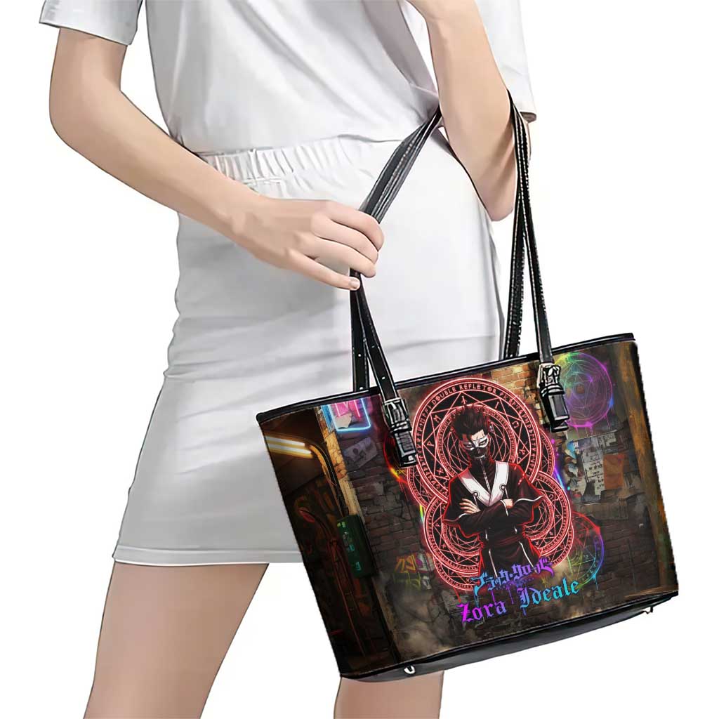 Zara Ideale Black Clover Leather Tote Bag Graffiti Magic Circle Style with Urban Grunge Aesthetic